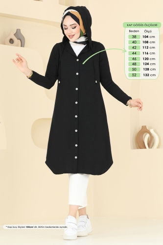 moda selvim Overcoat 3045KTR750 Black - Thumbnail