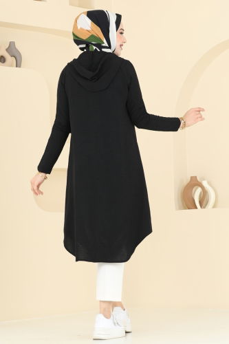 moda selvim Overcoat 3045KTR750 Black - Thumbnail