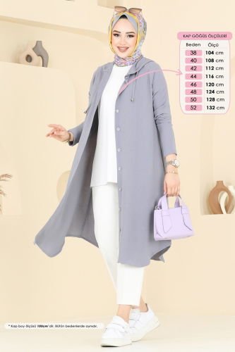 moda selvim Overcoat 3045KTR750 Gray - Thumbnail