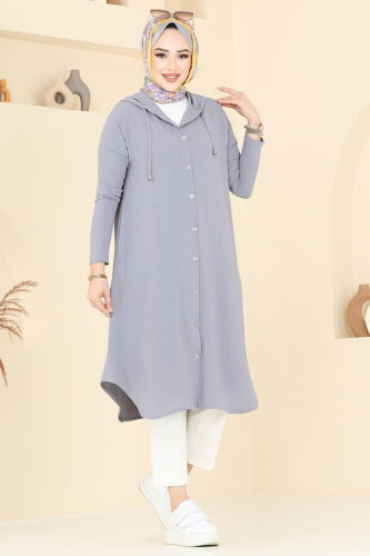 moda selvim Overcoat 3045KTR750 Gray - Thumbnail