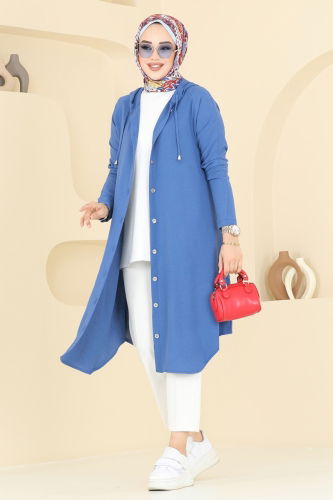 moda selvim Overcoat 3045KTR750 Indigo - Thumbnail