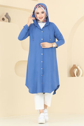 moda selvim Overcoat 3045KTR750 Indigo - Thumbnail