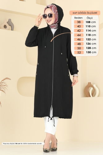 moda selvim Overcoat 3046KTR750 Black - Thumbnail