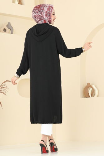 moda selvim Overcoat 3046KTR750 Black - Thumbnail