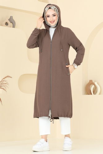 moda selvim Overcoat 3046KTR750 Brown - Thumbnail