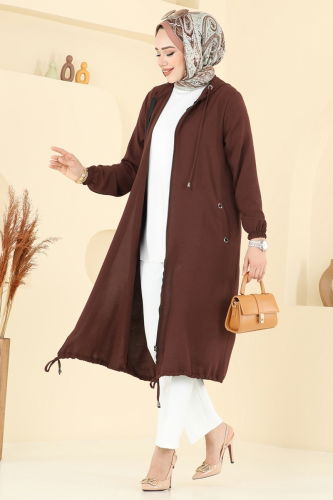 moda selvim Overcoat 3046KTR750 Dark Brown - Thumbnail