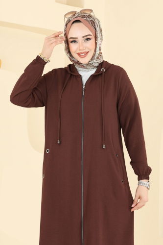 moda selvim Overcoat 3046KTR750 Dark Brown - Thumbnail