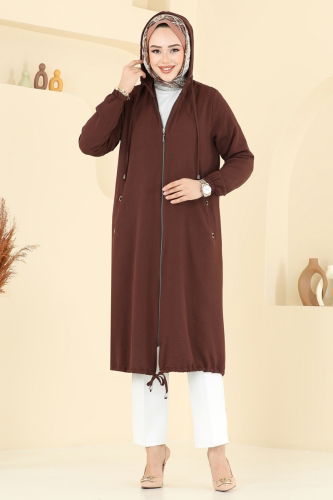moda selvim Overcoat 3046KTR750 Dark Brown - Thumbnail