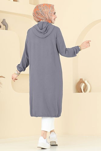 moda selvim Overcoat 3046KTR750 Gray - Thumbnail