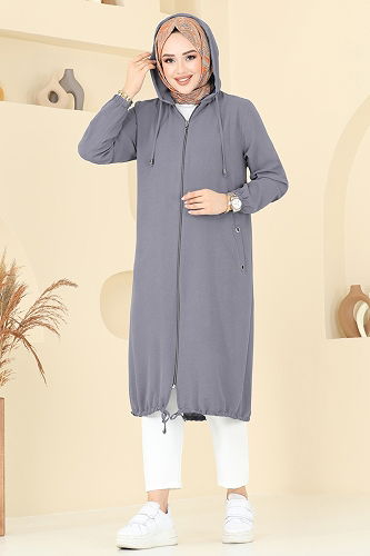 moda selvim Overcoat 3046KTR750 Gray - Thumbnail