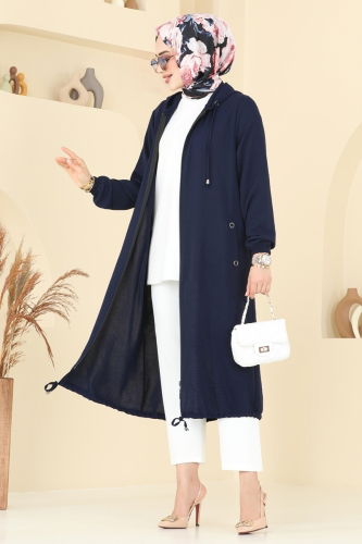 moda selvim Overcoat 3046KTR750 Navy Blue - Thumbnail