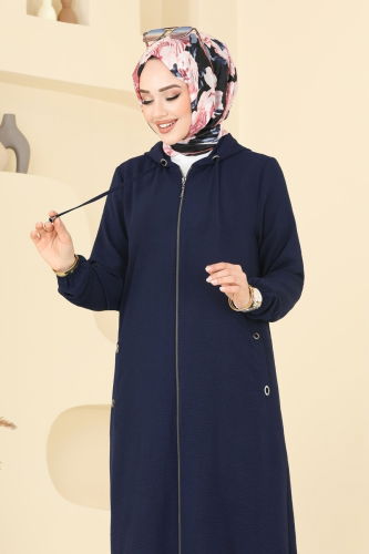 moda selvim Overcoat 3046KTR750 Navy Blue - Thumbnail