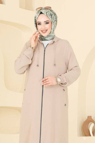 moda selvim Overcoat 3046KTR750 Stone - Thumbnail