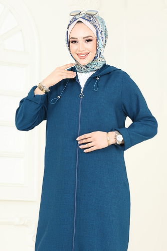moda selvim Overcoat 3048KTR750 Petroleum - Thumbnail