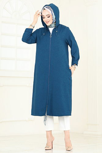 moda selvim Overcoat 3048KTR750 Petroleum - Thumbnail