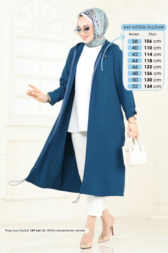 moda selvim Overcoat 3048KTR750 Petroleum - Thumbnail