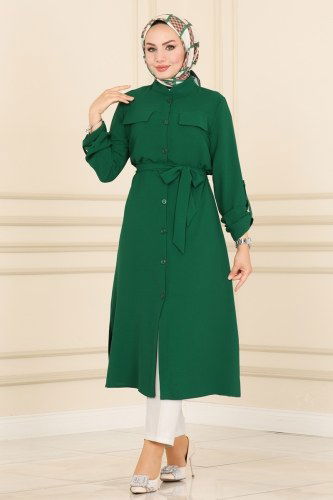 moda selvim Overcoat 3056HN218 Emerald - Thumbnail