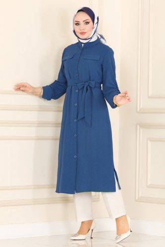 H.N.Z. - Overcoat 3056HN218 Indigo