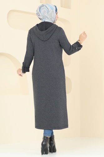 moda selvim Overcoat 305DVL817 Anthracite - Thumbnail