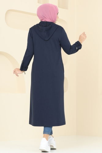 moda selvim Overcoat 305DVL817 Navy Blue - Thumbnail