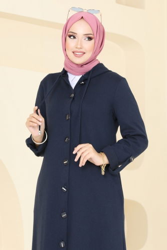 moda selvim Overcoat 305DVL817 Navy Blue - Thumbnail