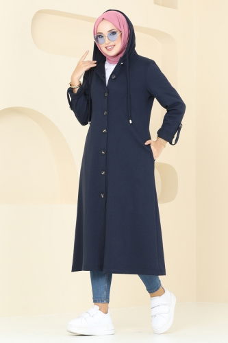 moda selvim Overcoat 305DVL817 Navy Blue - Thumbnail