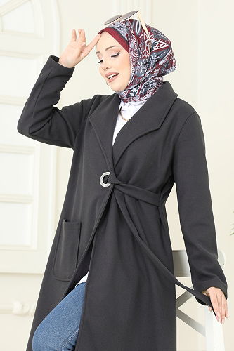 moda selvim Overcoat 3073KTR750 Anthracite - Thumbnail