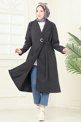 moda selvim Overcoat 3073KTR750 Anthracite - Thumbnail