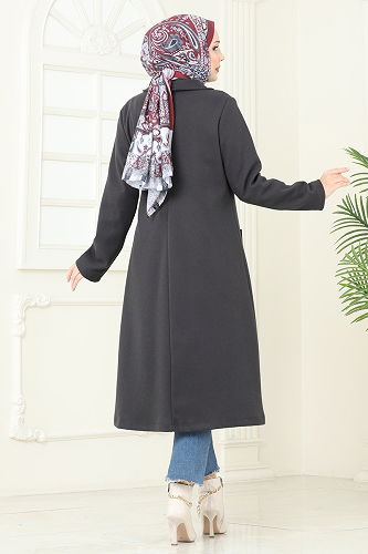 moda selvim كاب رمادي غامق 3073KTR750 - Thumbnail