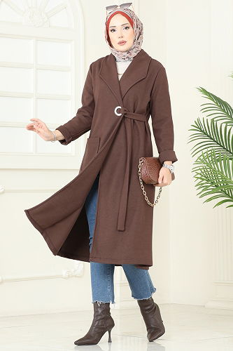 moda selvim Overcoat 3073KTR750 Brown - Thumbnail