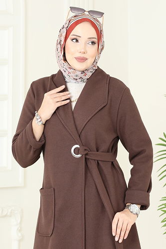 moda selvim Overcoat 3073KTR750 Brown - Thumbnail