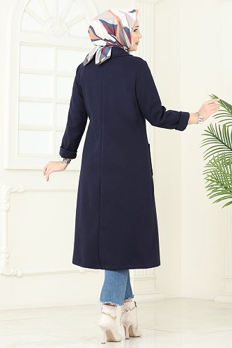 moda selvim Overcoat 3073KTR750 Navy Blue - Thumbnail