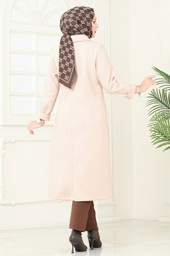 moda selvim Overcoat 3073KTR750 Stone - Thumbnail