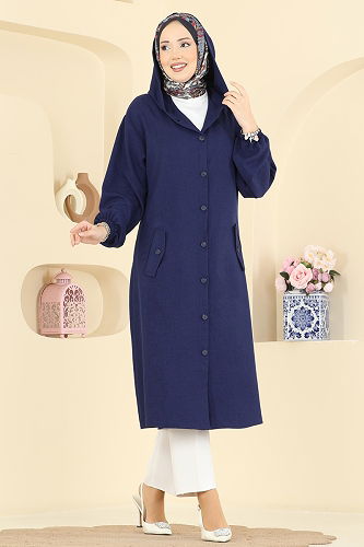 moda selvim Overcoat 3082KTR750 Navy Blue - Thumbnail