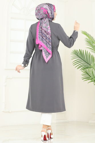 moda selvim كاب رمادي غامق 3117BLU797 - Thumbnail