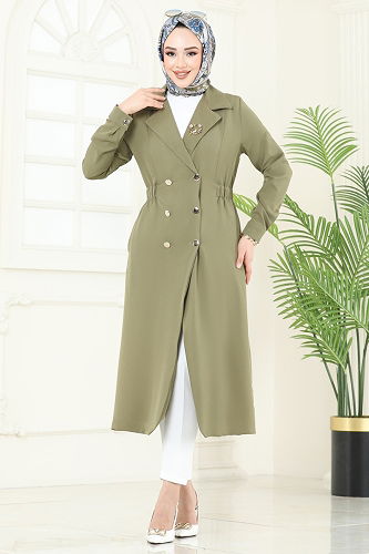 moda selvim كاب اخضر عفني 3117BLU797 - Thumbnail