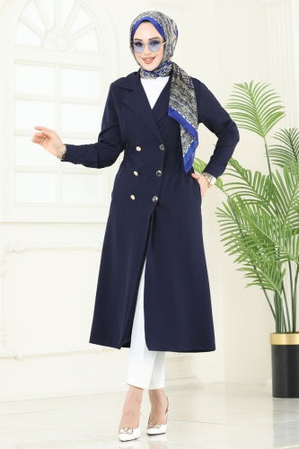 B.L.U. - Overcoat 3117BLU797 Navy Blue