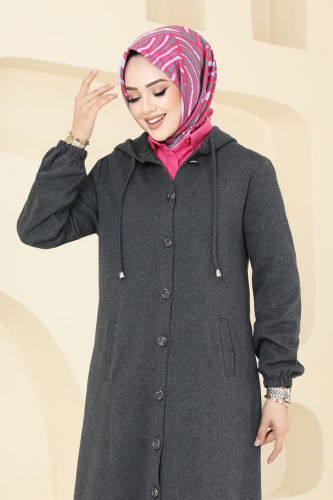 moda selvim Overcoat 320DVL817 Anthracite - Thumbnail