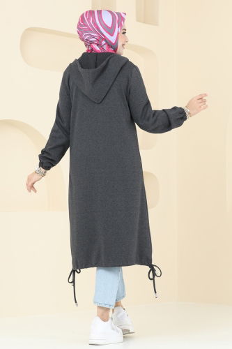 moda selvim Overcoat 320DVL817 Anthracite - Thumbnail