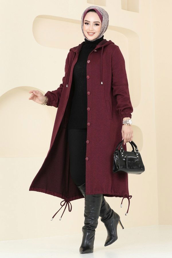 Overcoat 320DVL817 Burgundy - 2