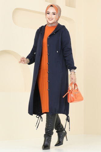 D.V.L. - Overcoat 320DVL817 Navy Blue