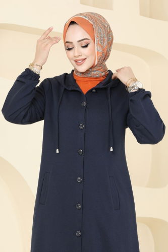 moda selvim Overcoat 320DVL817 Navy Blue - Thumbnail