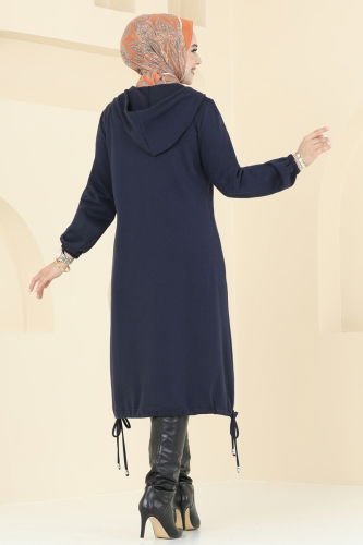 moda selvim Overcoat 320DVL817 Navy Blue - Thumbnail