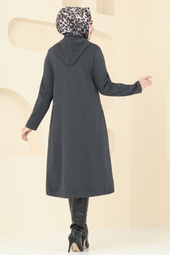 moda selvim Overcoat 321DVL817 Anthracite - Thumbnail