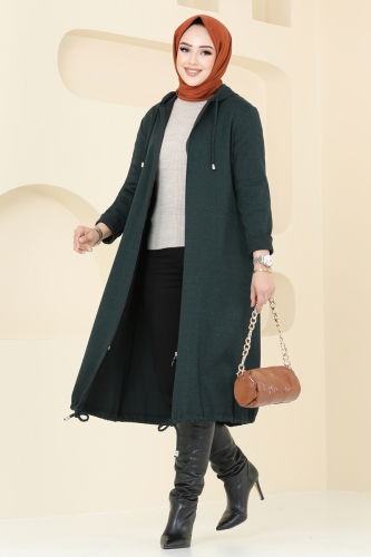 moda selvim Overcoat 321DVL817 Emerald - Thumbnail