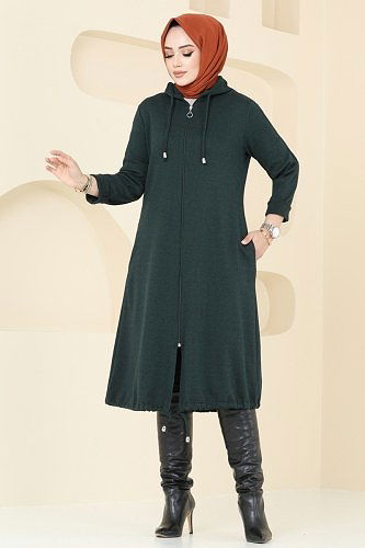 moda selvim Overcoat 321DVL817 Emerald - Thumbnail