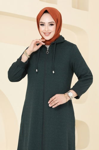 moda selvim Overcoat 321DVL817 Emerald - Thumbnail