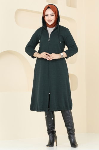 moda selvim Overcoat 321DVL817 Emerald - Thumbnail