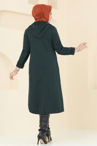 moda selvim Overcoat 321DVL817 Emerald - Thumbnail