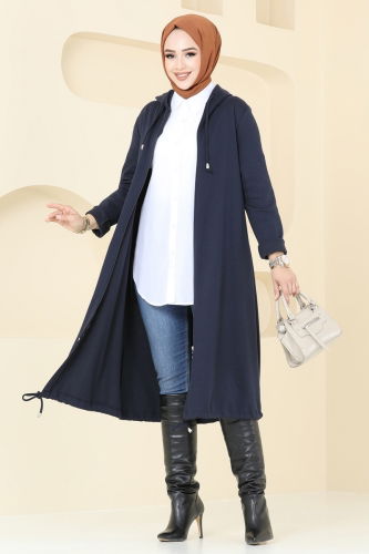 moda selvim Overcoat 321DVL817 Navy Blue - Thumbnail